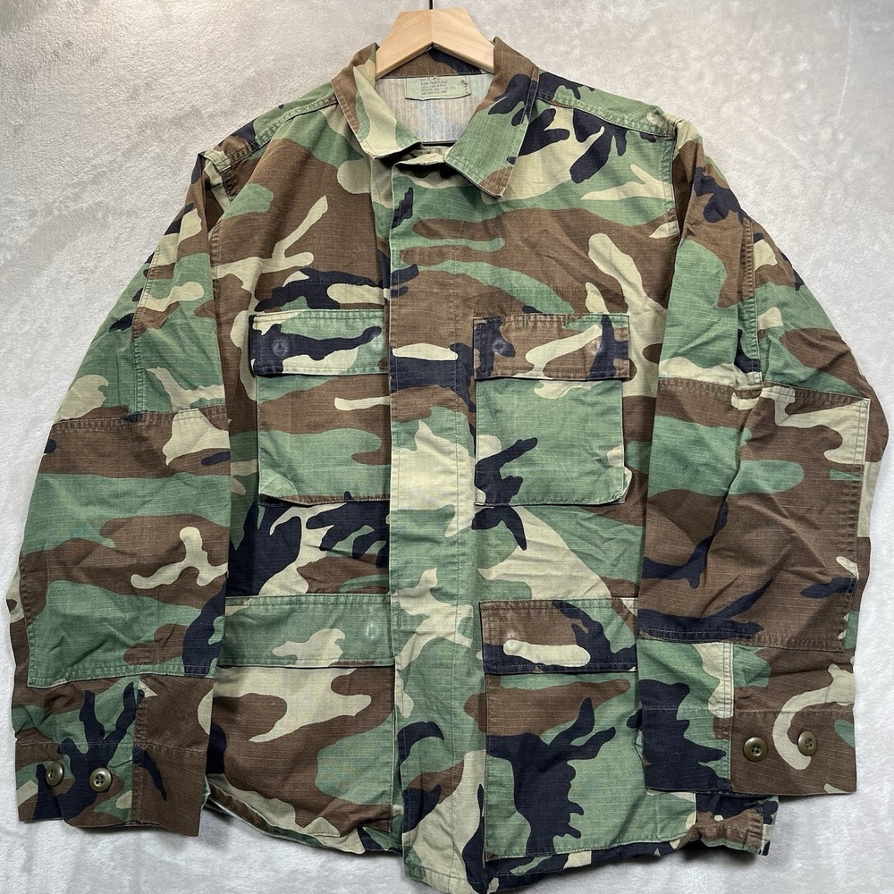 US Military Jacket Mens Medium Green Woodland Camo Army Surplus Field Jacket
